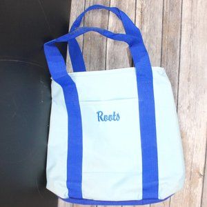 ROOTS CANVAS PURSE  LIGHT & ROYAL BLUE LARGE HANDBAG WOMAN TOTE BAG COIN PURSE